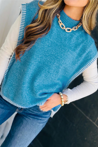 Contrast Stitch Knot Side Sweater Vest