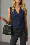 Button-Front Denim Vest