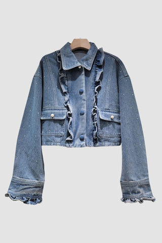 Ruffle-Trim Denim Jacket