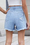 Fringe Detail Denim Shorts