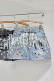 Sequin Embellished Denim Skirt