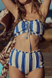 Striped Ruffle Bikini Set
