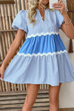 Striped Puff Sleeve Mini Dress