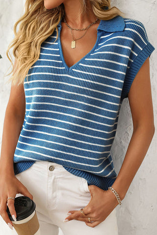 Striped V-Neck Sweater Vest
