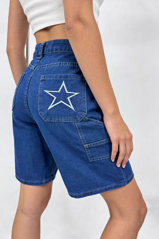 Casual Buttoned Denim Shorts
