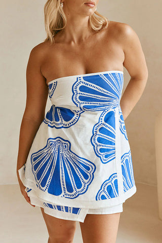 Shell Print Strapless Mini Dress