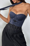 Strapless Stripe Bustier Top