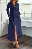 Long Button-Front Casual Dress