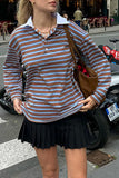 Striped Polo Long Sleeve Top