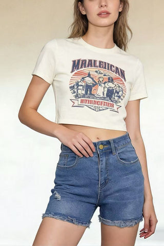 Frayed Hem Denim Shorts