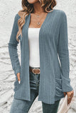 Open Front Knit Top with Pockets