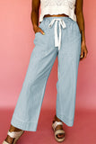 Striped Elastic Waist Pants