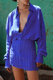Striped Button-Down Casual Dress