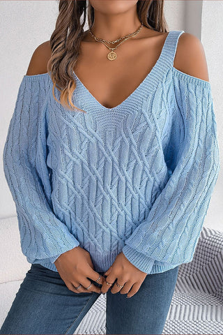 Cutout Shoulder Cable Knit Sweater