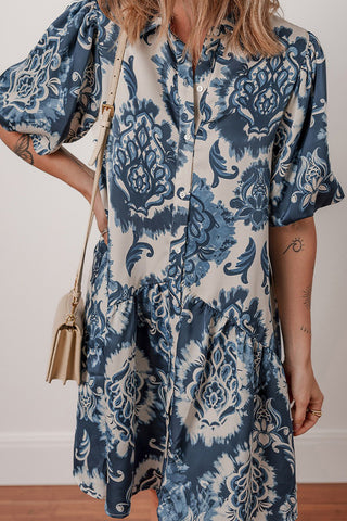 Floral Pattern Button-Front Casual Dress