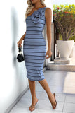 One-Shoulder Striped Casual Dress