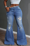 Distressed Flare Jeans with Raw Hem