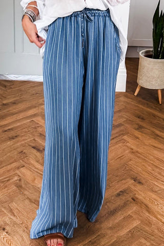 Stripe-Patterned Casual Pants