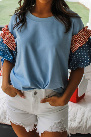 Ruffled Sleeve T-Shirt