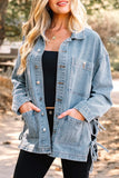 Side Tie Boyfriend Denim Jacket