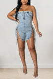 Strapless Romper with Lace-Up Sides