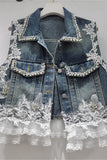 Embellished Lace Denim Vest