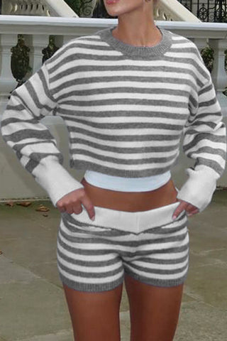 Striped Knit Short Set