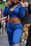 Skull Embroidered Casual Tracksuit Set