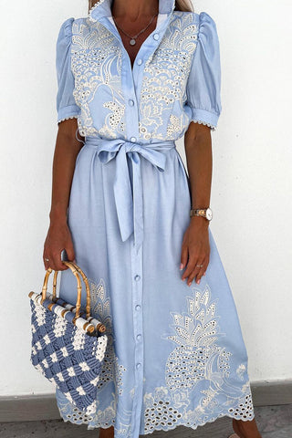 Lace Button-Front Midi Dress