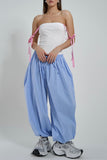 Elastic-Waist Wide-Leg Casual Pants