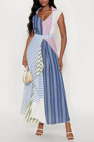Striped Button-Down Casual Dress
