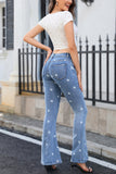 Star Pattern Flared Denim Jeans