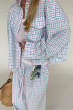 Plaid Button-Up Pants Set