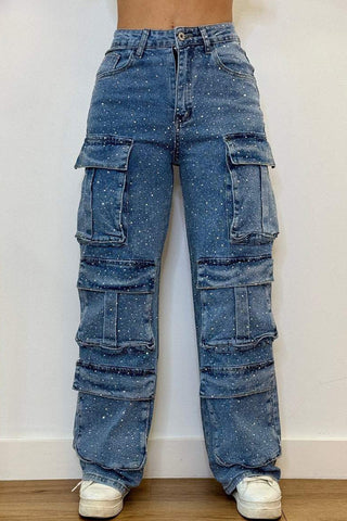 Sparkly Layered Straight Jeans