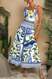 Floral Crop Top & Maxi Skirt Set
