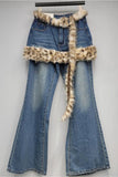 Flare Jeans with Faux Fur Accents