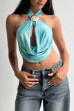 Halter-Neck Drape Tank Top