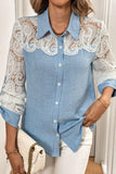 Lace Accent Button-Up Shirt