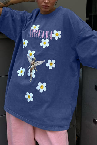 Floral Fairy Graphic Oversized Tee
