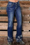 Patterned Flare Jeans
