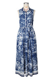 Printed Maxi Casual Dress with Side Slit