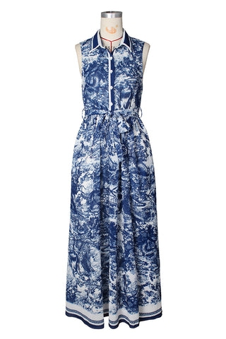 Printed Maxi Casual Dress with Side Slit