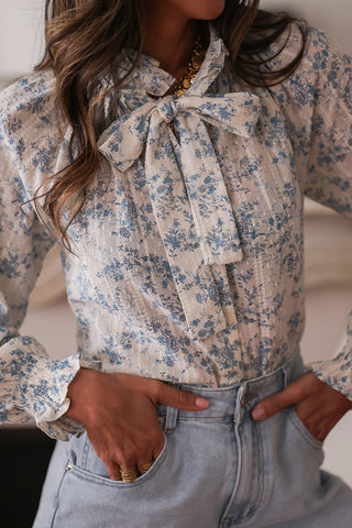 Floral Bow-Tie Blouse