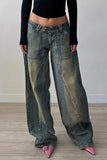 Wide-Leg Buttoned Jeans