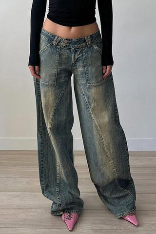 Wide-Leg Buttoned Jeans