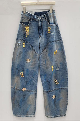 Embellished Barrel Jeans