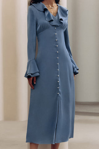 Ruffled Button-Down Casual Dress