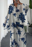Buttoned Floral Print Pants Set