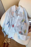 Patterned Button-Front Blouse