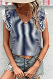 Striped Ruffle Sleeve Tank Top
